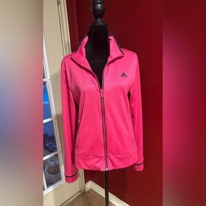 Adidas Pink Full Zip Track Jacket Women’s Size M (14 UK) Black Trim Activewear